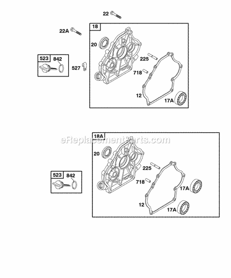 Crankcase Cover Valves Diagram and Parts List for 117432-0552-A1  Briggs and Stratton Engine